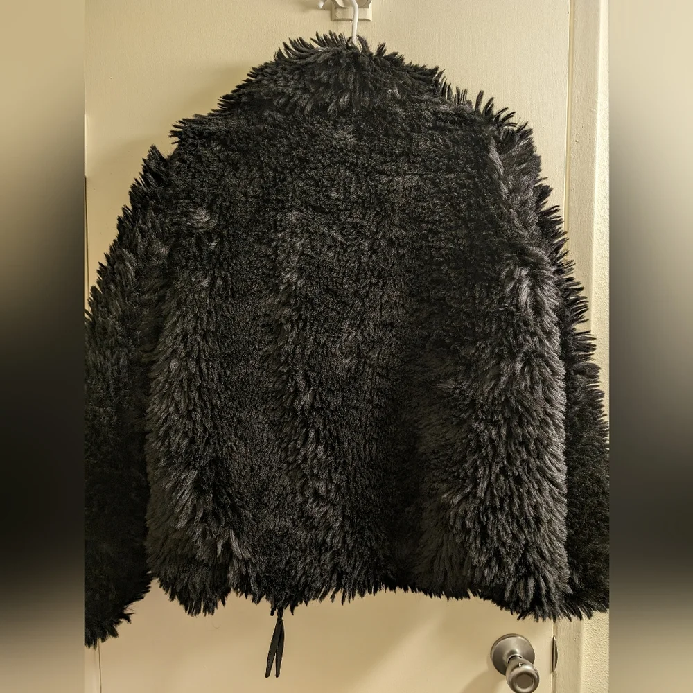 Black boxy oversized borg Jacket - Picture 5 of 5